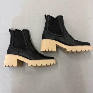 Dolce Vita Black and Tan Ankle Booties with Chunky Sole